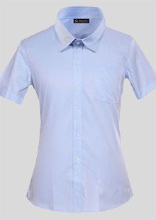 藍色標準領(lǐng)女士短袖襯衫
